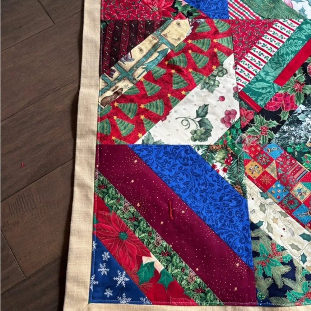 Christmas Quilt-Handmade patchwork with vibrant,multi-colored design.